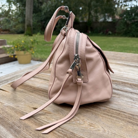 Orciani Sveva Notturno Leather Handbag Blush Pink Top Handle Crossbody - Picture 6 of 14